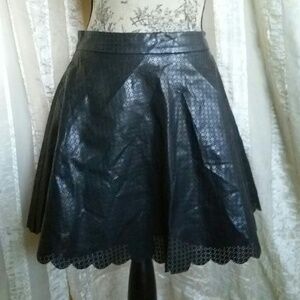 Forever 21 Faux Leather Scalloped Hem Mini Moto Skirt